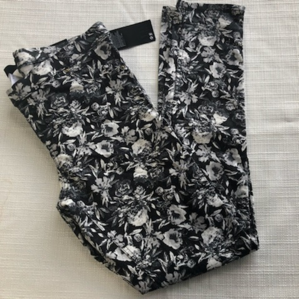 H&M Floral Print Stretch Jeans Size 12